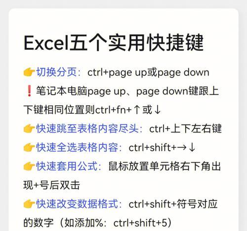 Excel快捷键使用技巧，提升新手工作效率（掌握这些必备快捷键，成为Excel高手）
