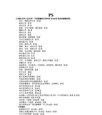 《PS常用快捷键大全》（提高效率）