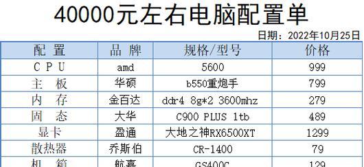 2024年电脑主机配置清单指南（选择高性能主机）