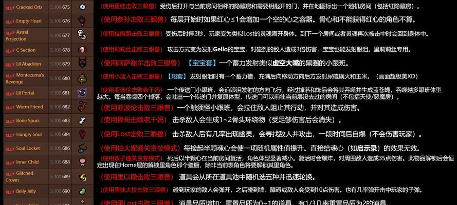 以撒的结合重生道具（发现无限可能性的游戏道具）