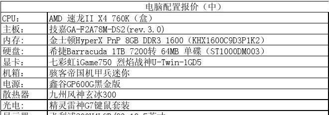 如何根据电脑台式机组装配置清单打造高性能电脑（从选择硬件到安装配置）