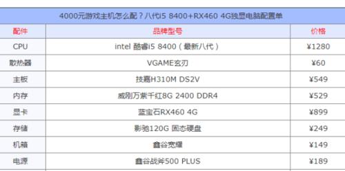 打造顶级游戏电脑，让你畅享游戏乐趣（以组装一台游戏电脑配置清单为主题的详细指南）